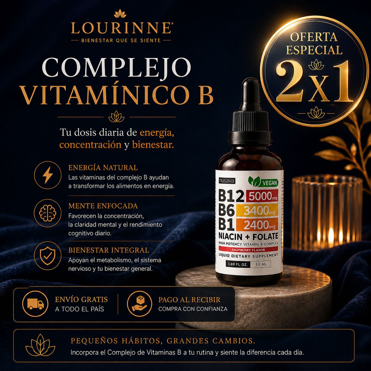 Complejo Vitamínico B  2x1  | B12, B6, B1, B3 y B9 en 50mL