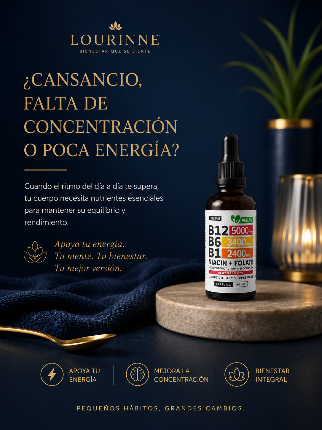 Complejo Vitamínico B en Gotas | B12, B6, B1, B3 y B9 en 50mL