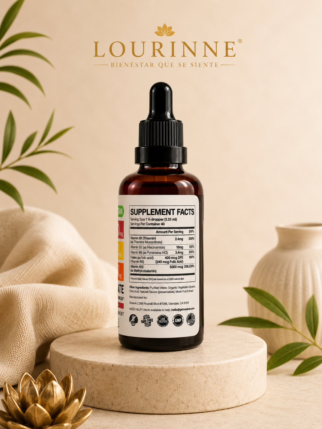Complejo Vitamínico B en Gotas | B12, B6, B1, B3 y B9 en 50mL